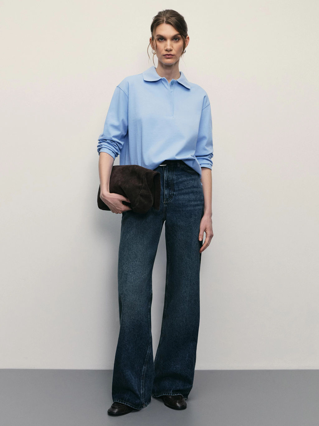 Лонгслив оверсайз с отложным воротником / Zarina  фото 2