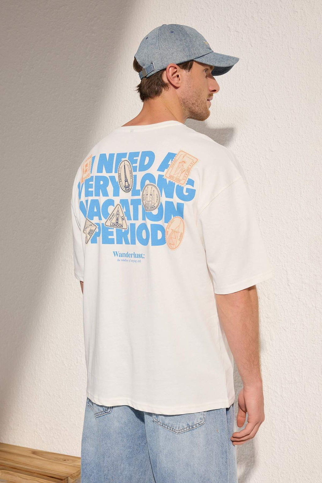 TRENDYOL MAN Ekru Oversize/Genis Kesim Bask?l? %100 Pamuklu T-Shirt TMNSS25TS00223 - Trendyolmilla фото 4