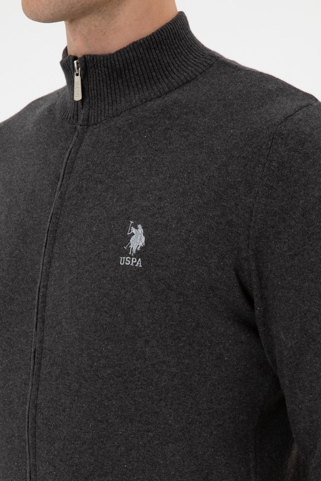 Erkek Slim Fit Antrasit Melanj Triko H_rka - U.s. polo assn фото 7