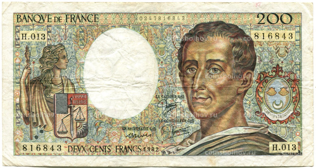 200 франков 1982 года Франция