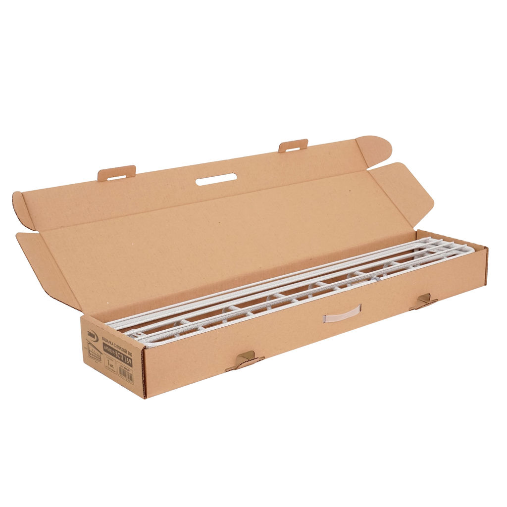 Вешалка настенная металл. с полкой 100см (8 рожков, белое серебро/белый)