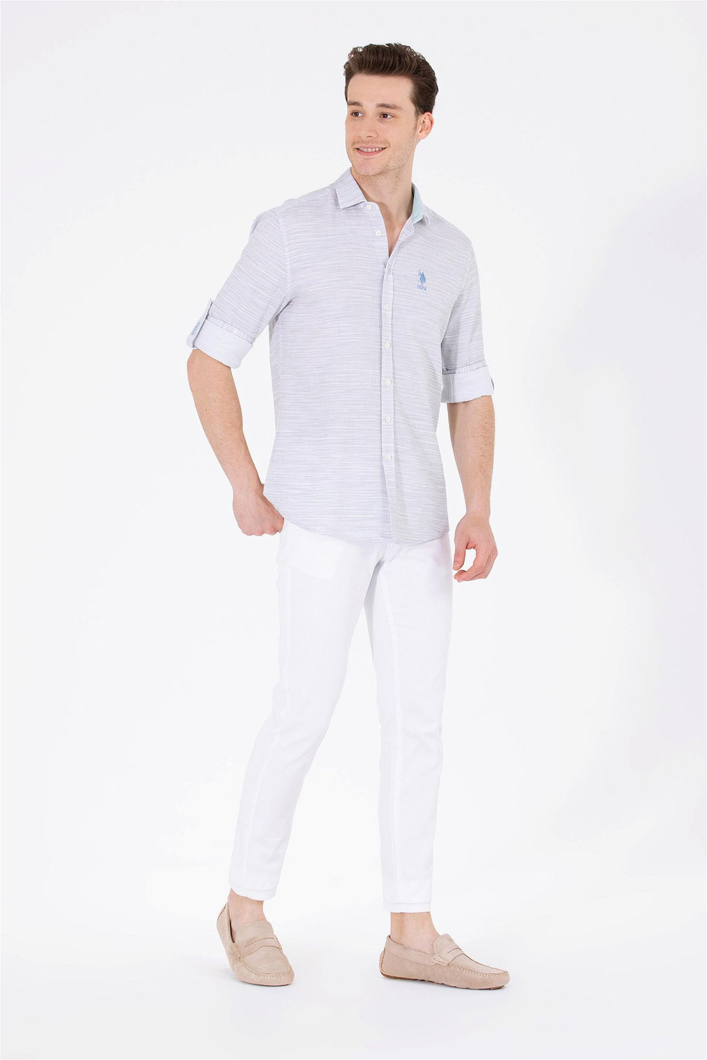 U. S. Polo Assn Мужская рубашка с длинным рукавом Stone Неожиданная скидка в корзине - U.s. polo assn фото 4