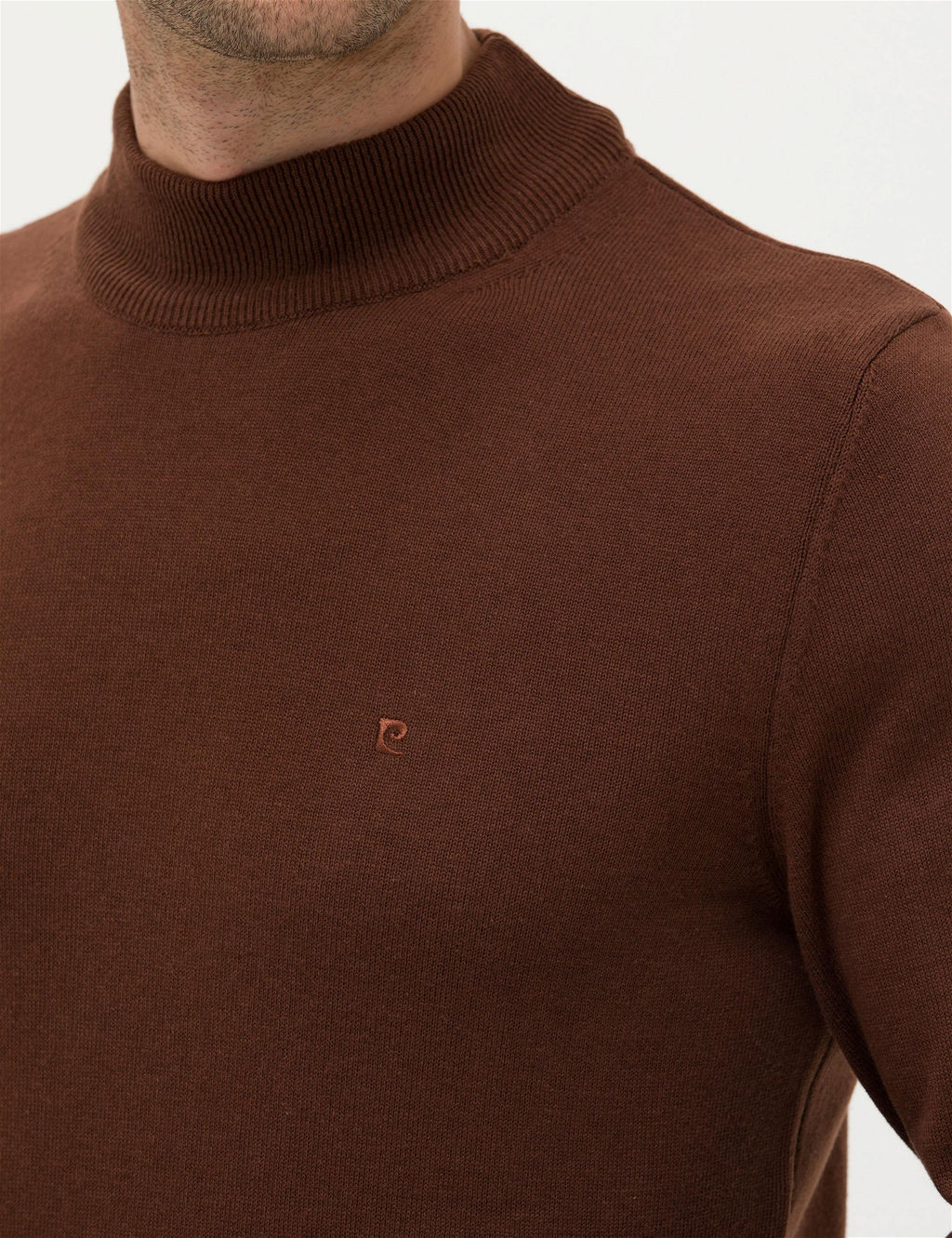 Koyu Kahverengi Slim Fit Yar_m Bal_k__ Yaka Basic Triko Kazak - Pierre cardin фото 7