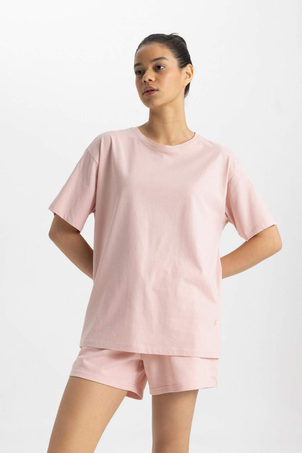 DeFactoFit Oversize Bisiklet Yaka Bask?l? Sporcu Basic K?sa Kollu Tisort  фото 2