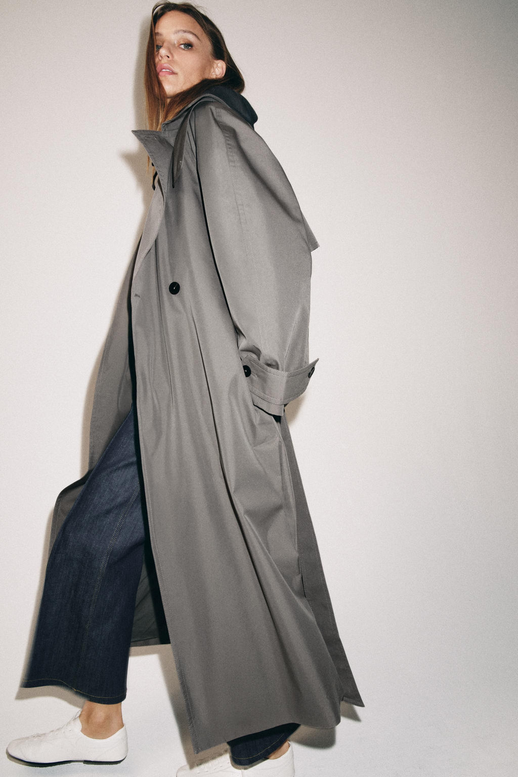 TRENCH OVERSIZE CINTUR?N ZW COLLECTION / Gris / Tostado - Zara фото 2