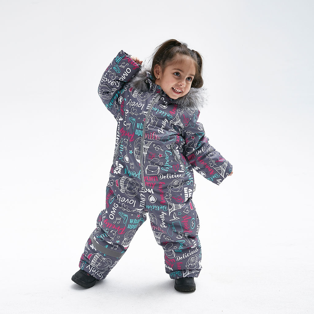 RODOS Комбинезон детский зима МРК-01д Серый/Фуксия/Ментол