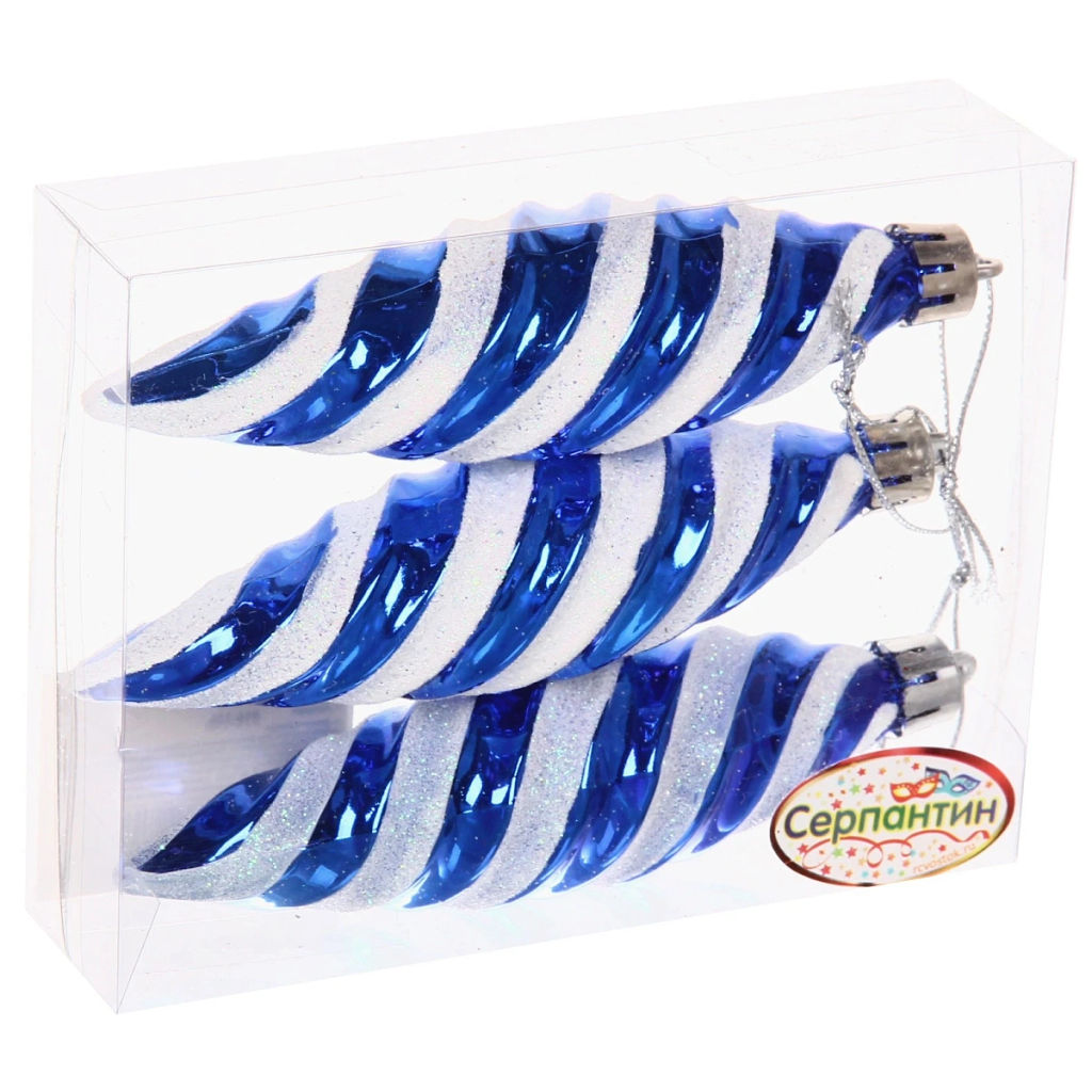 Цена за 2 шт. Ёлочные игрушки "Сосульки снежные" 11 см, синий (набор 3 шт)