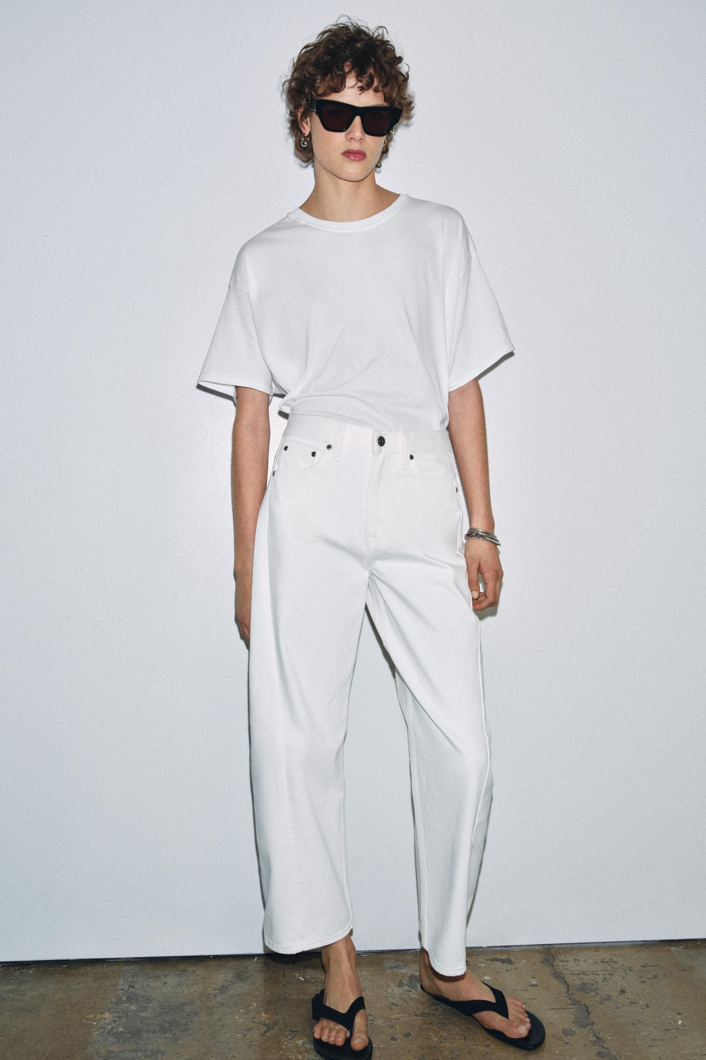 JEANS ZW COLLECTION ANKLE RELAXED TIRO MEDIO / Blanco - Zara фото 10