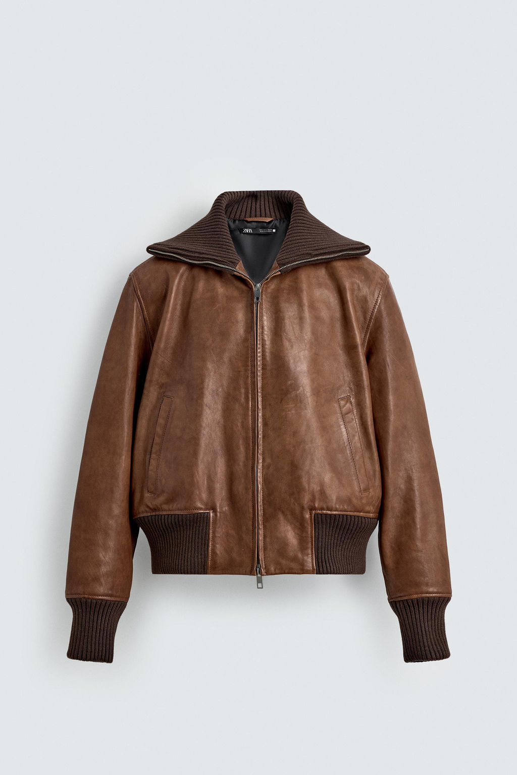 REGULAR FIT LEATHER JACKET - Zara фото 6