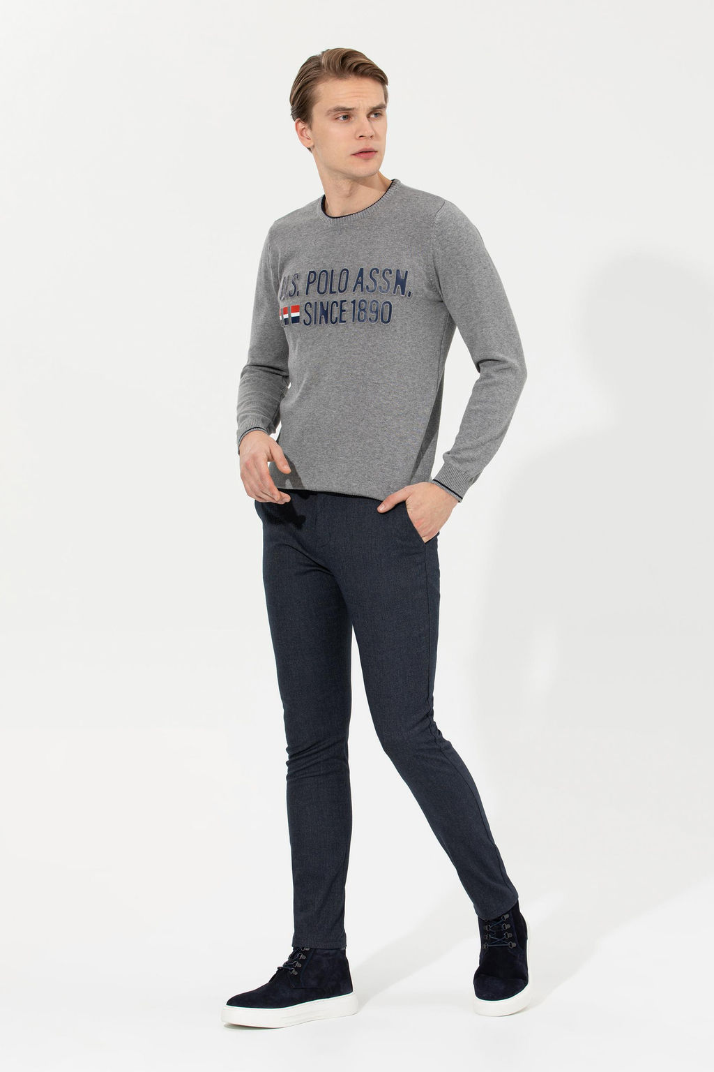 Мужские темно-синие брюки из плотной ткани - U.s. polo assn фото 17