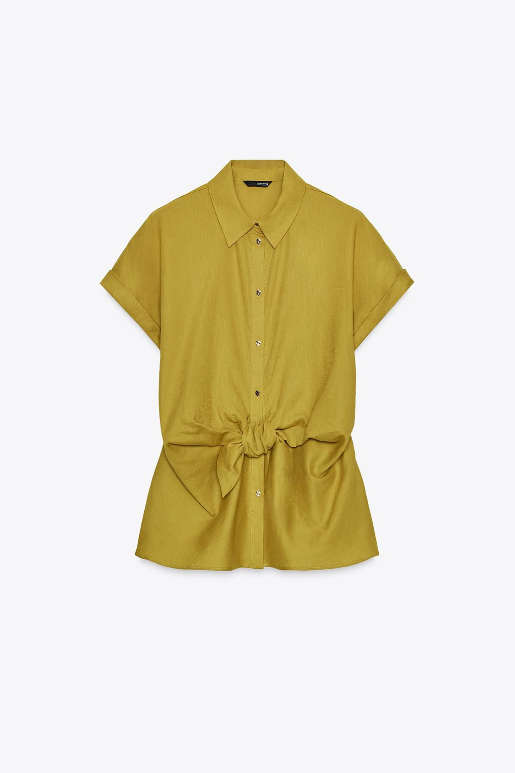 LINEN BLEND KNOT SHIRT - Zara фото 5