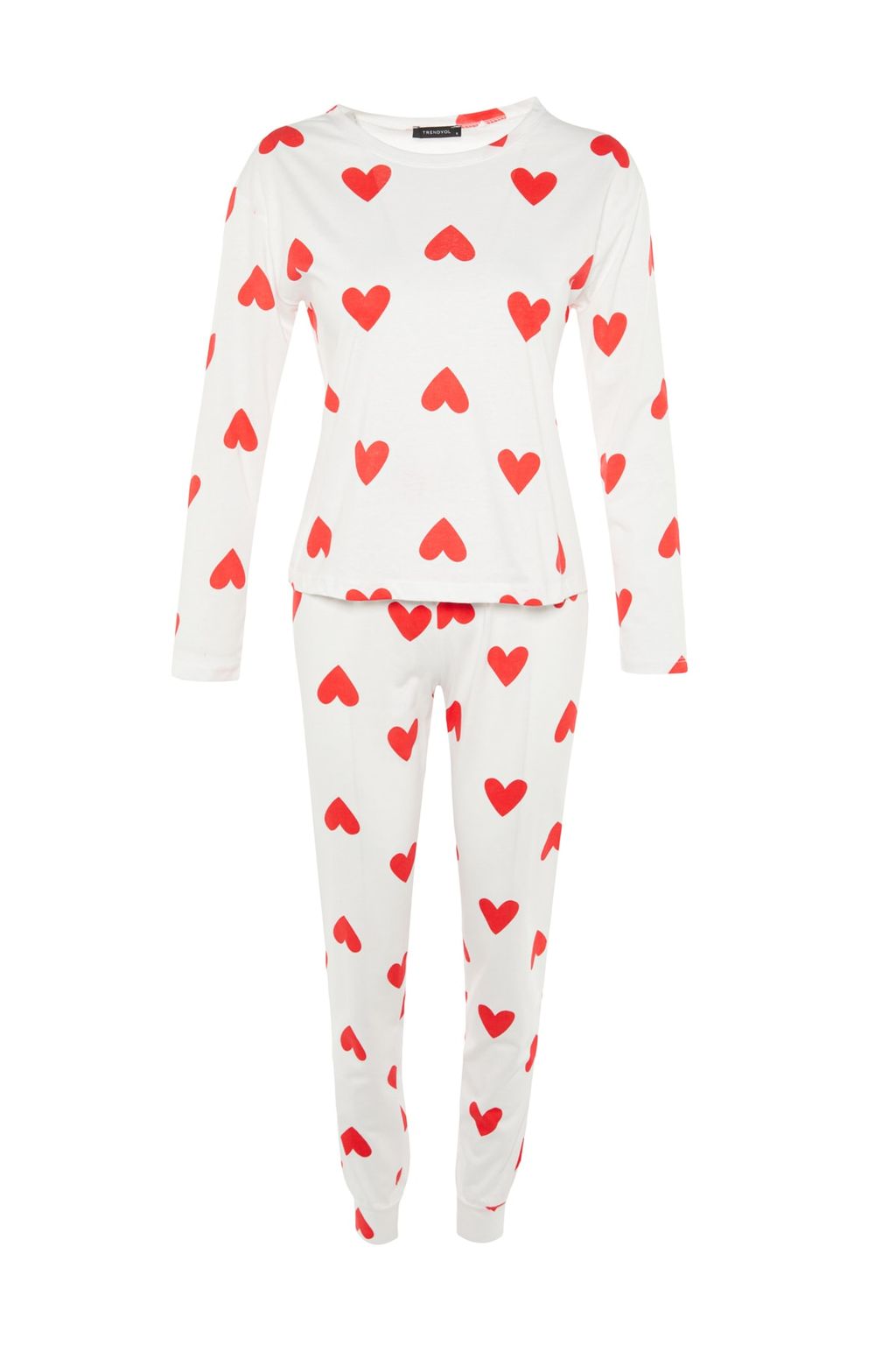 Trendyolmilla Beyaz %100 Pamuklu Kalpli Orme Pijama Tak?m? THMAW21PT0566 фото 17