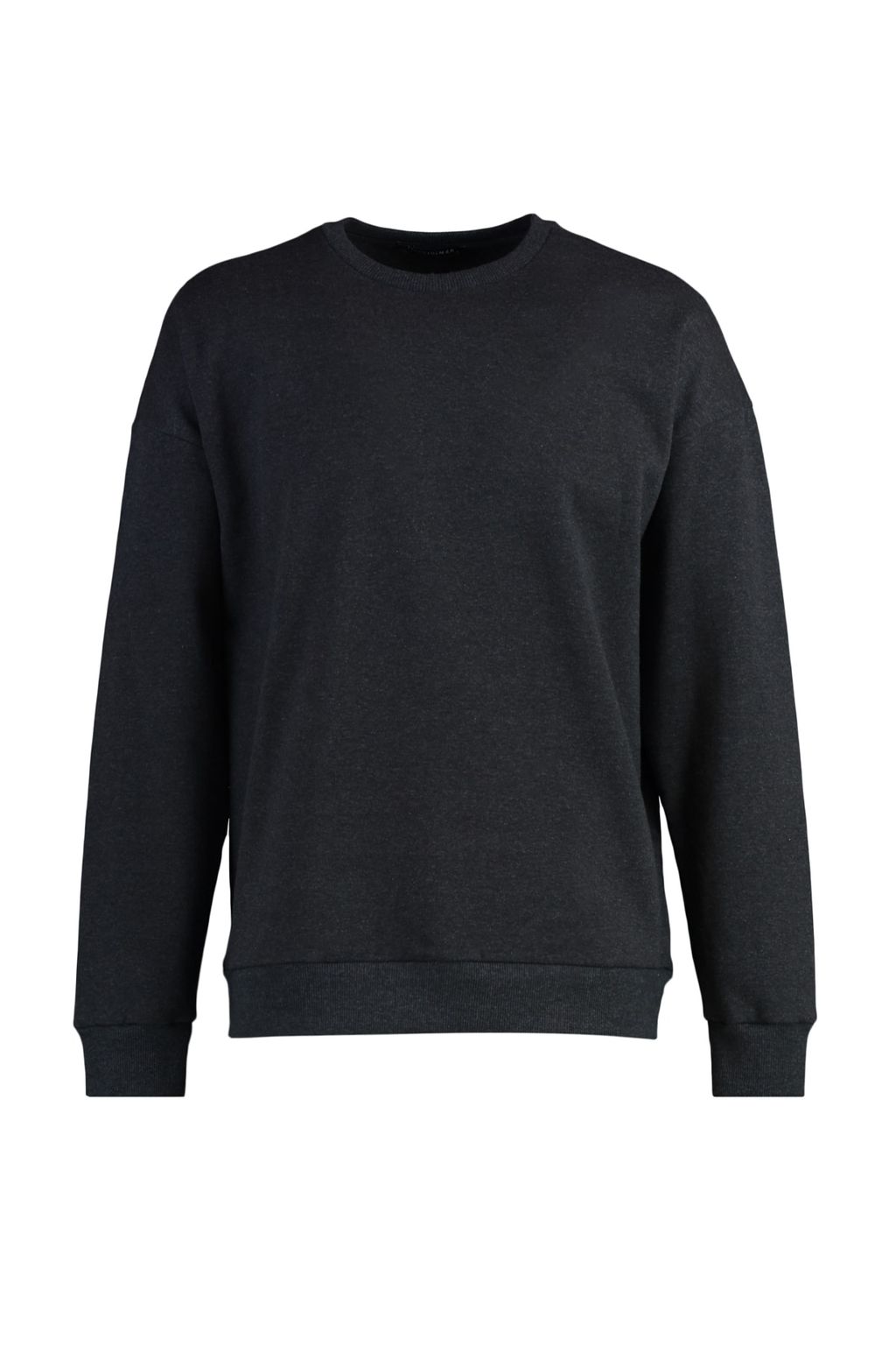 Antrasit Oversize/Genis Kesim Cicek S?rt Bask?l? Ici Polarl?/S?cak Tutan Sweatshirt TMNAW23SW00493