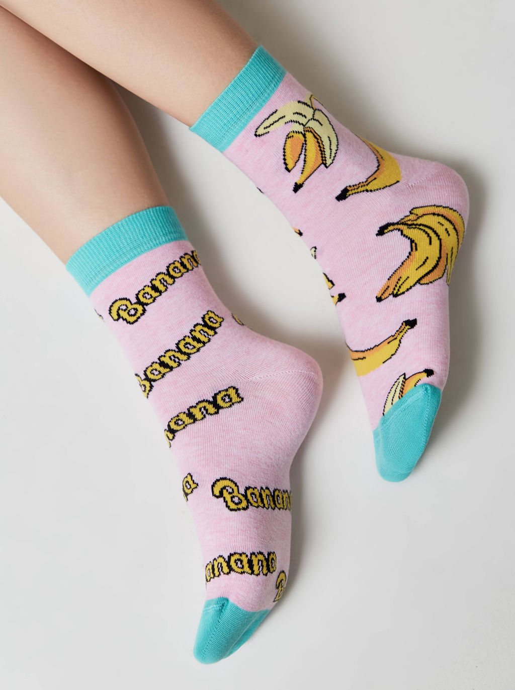 Цена за 2 пары. Носки Классические CONTE Хлопковые носки HAPPY c рисунками Бананы св.розовый - Conte elegant фото 4