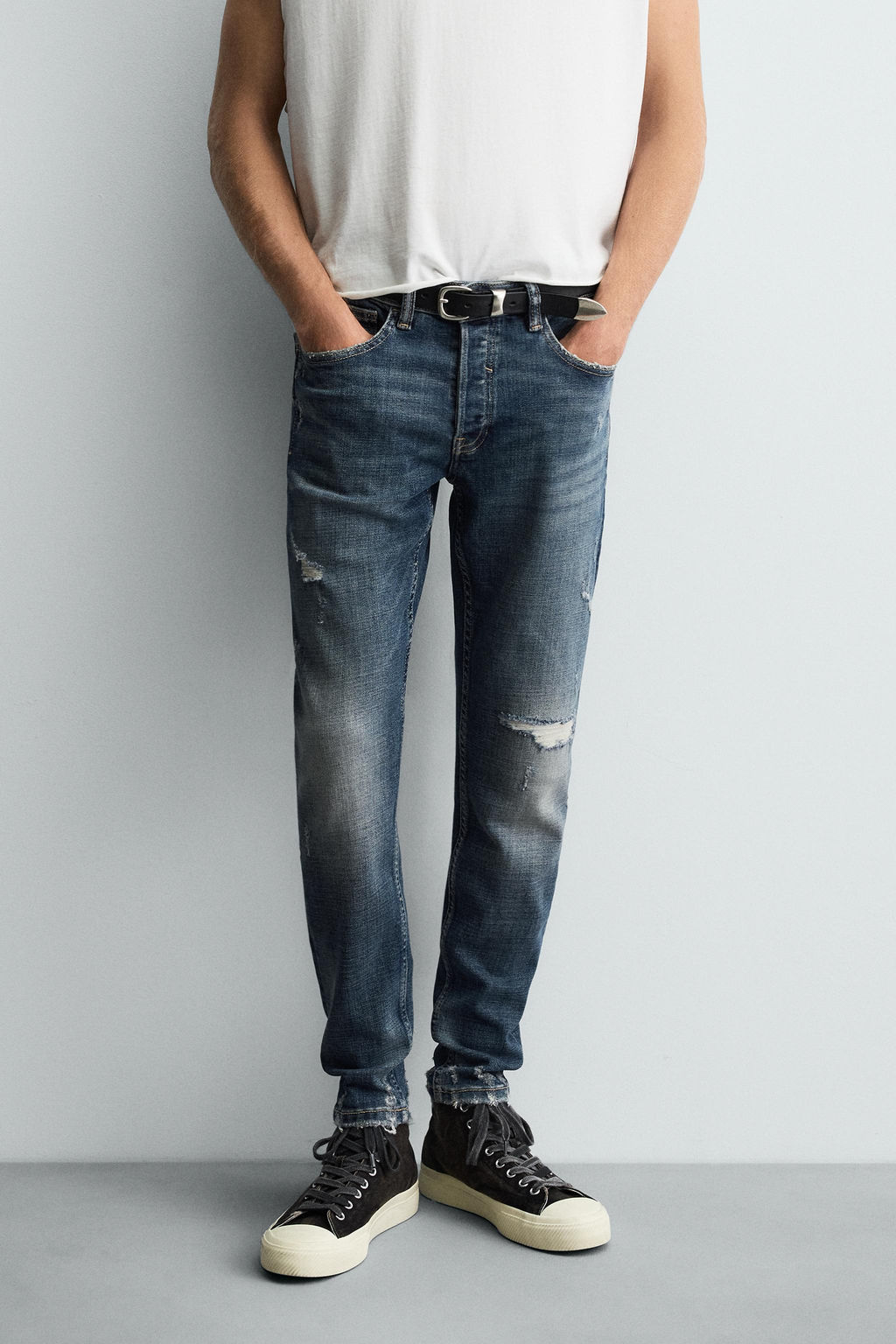 RIPPED SKINNY FIT JEANS - Zara фото 21
