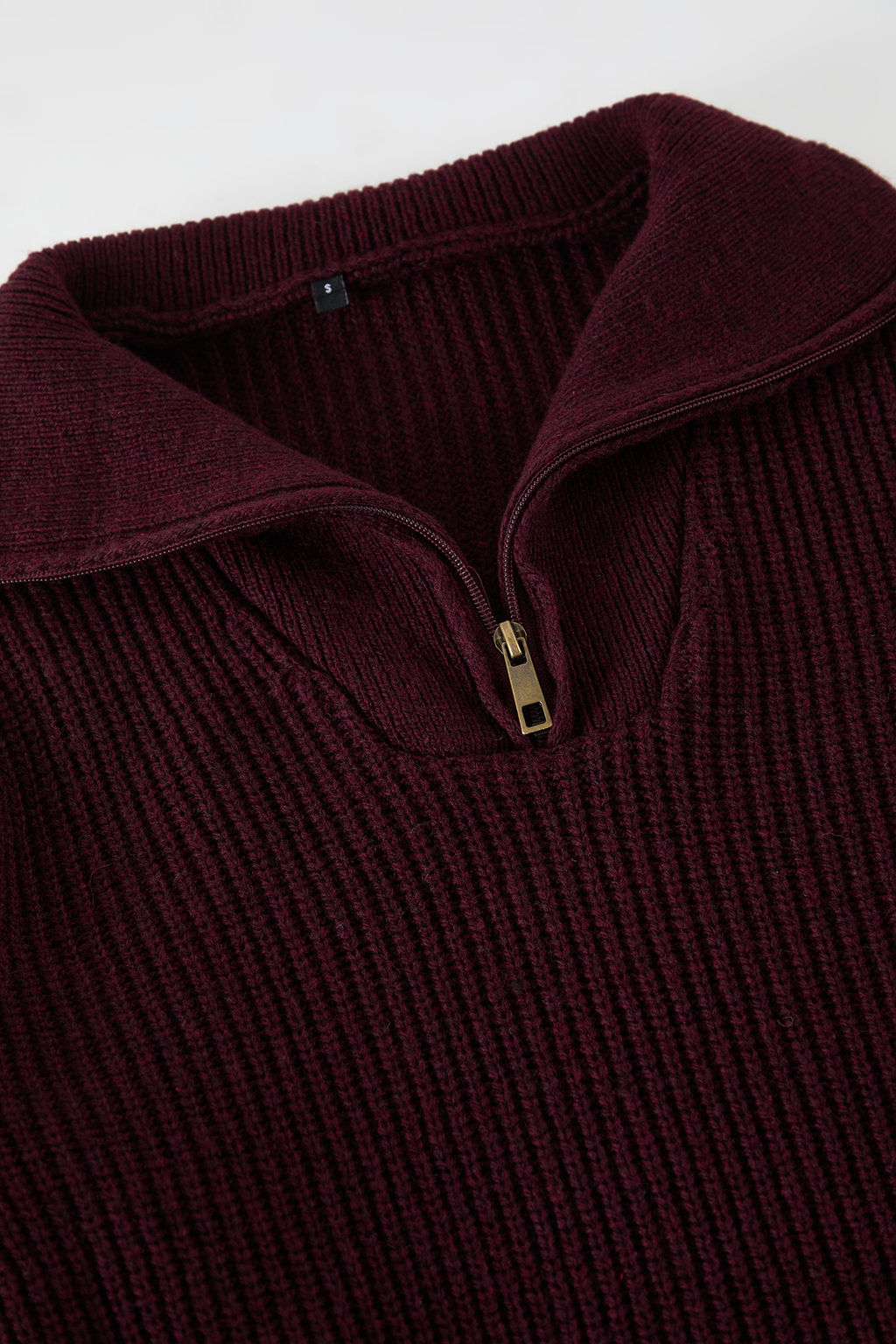 Bordo Regular Yar?m Bal?kc? Yaka Duz Triko Kazak TMNAW22KZ0347