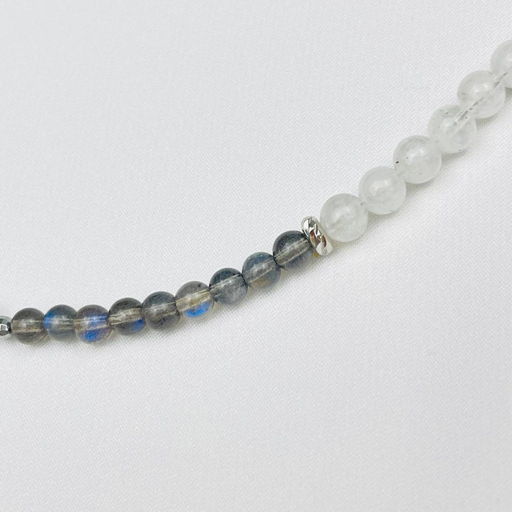 Бусы из Лунного камня и Лабрадора с кулоном 45 см +