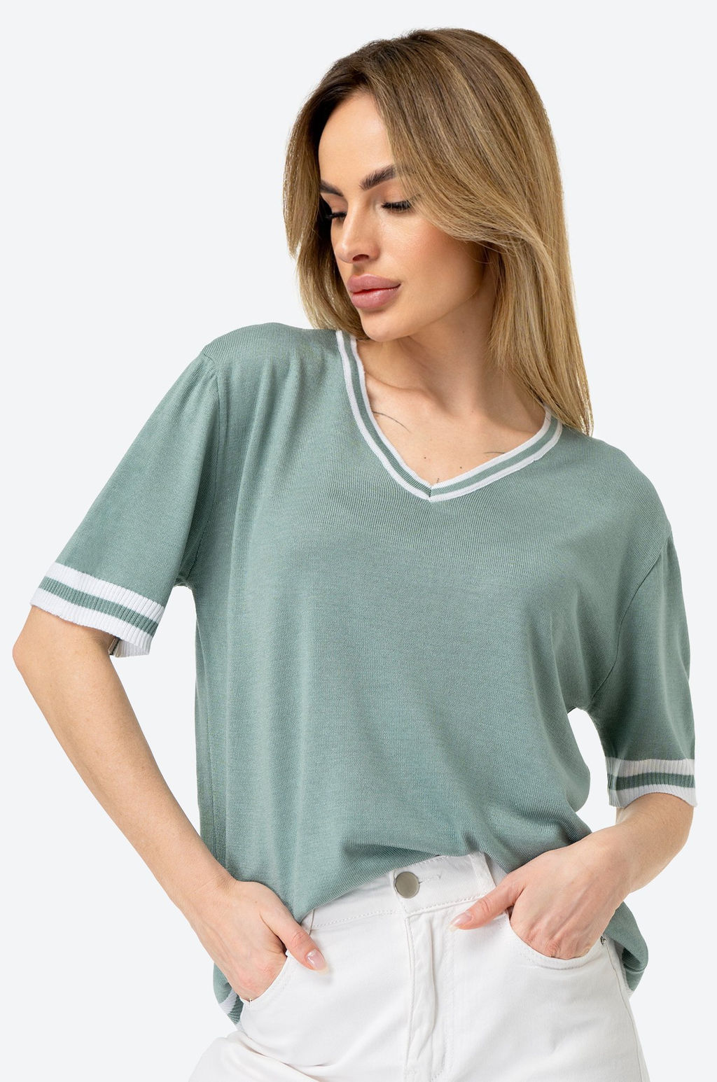 Женская футболка из вязаного трикотажа Happy Fox  фото 46