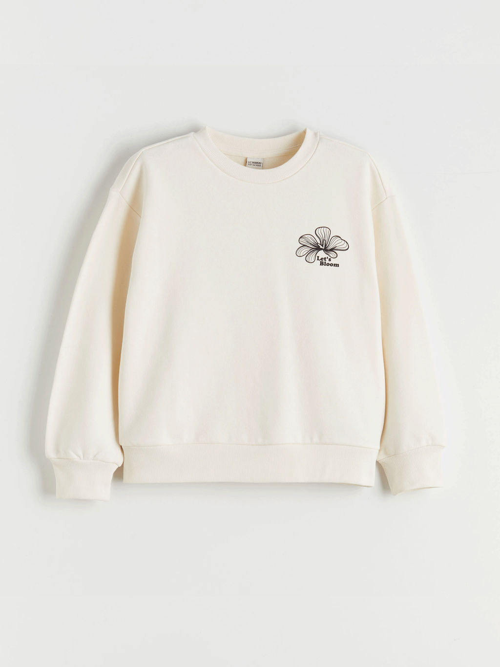 Bisiklet Yaka ?i?ekli K?z ?ocuk Sweatshirt