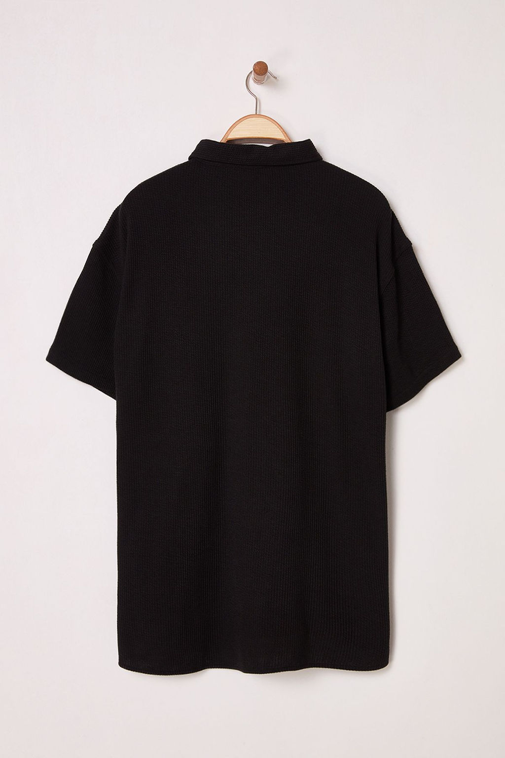 TRENDYOL MAN Siyah Buyuk Beden Kaskorse Rahat Orme Gomlek TMNSS25AX00004 - Trendyolmilla фото 4
