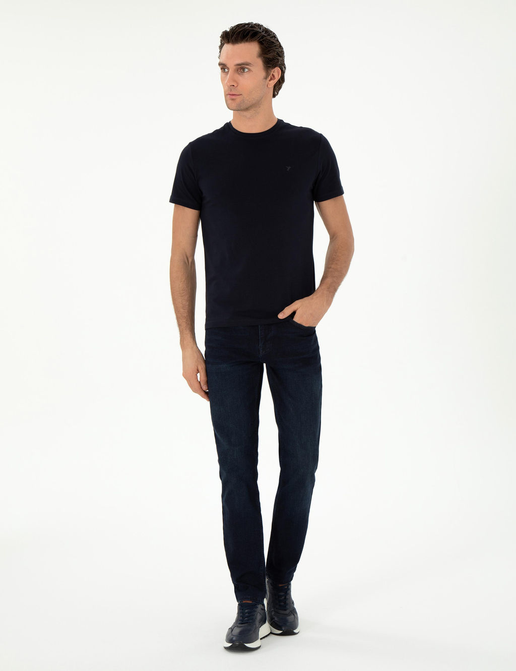 Темно -синий Slim Fit Basic T -For - Cacharel фото 4