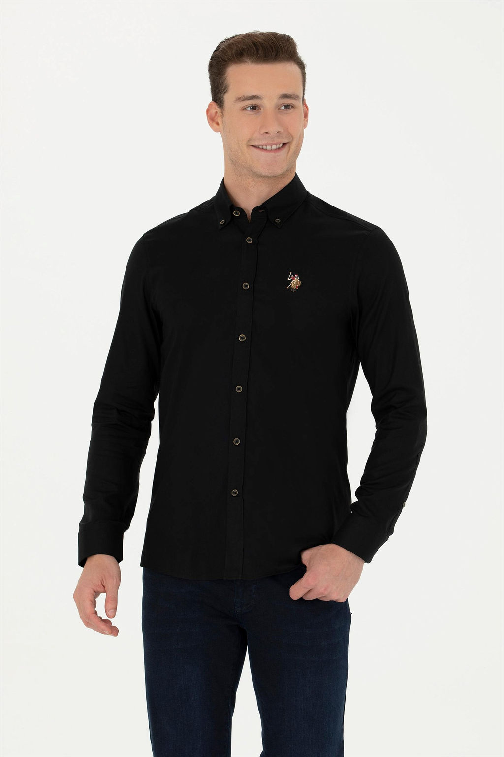 U. S. Polo Assn / Мужская черная базовая рубашка с длинным рукавом - U.s. polo assn фото 3