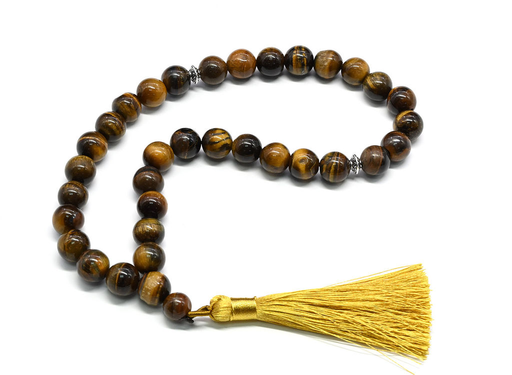 Четки шарик 12мм из тигрового глаза, 33 бусины, 40см