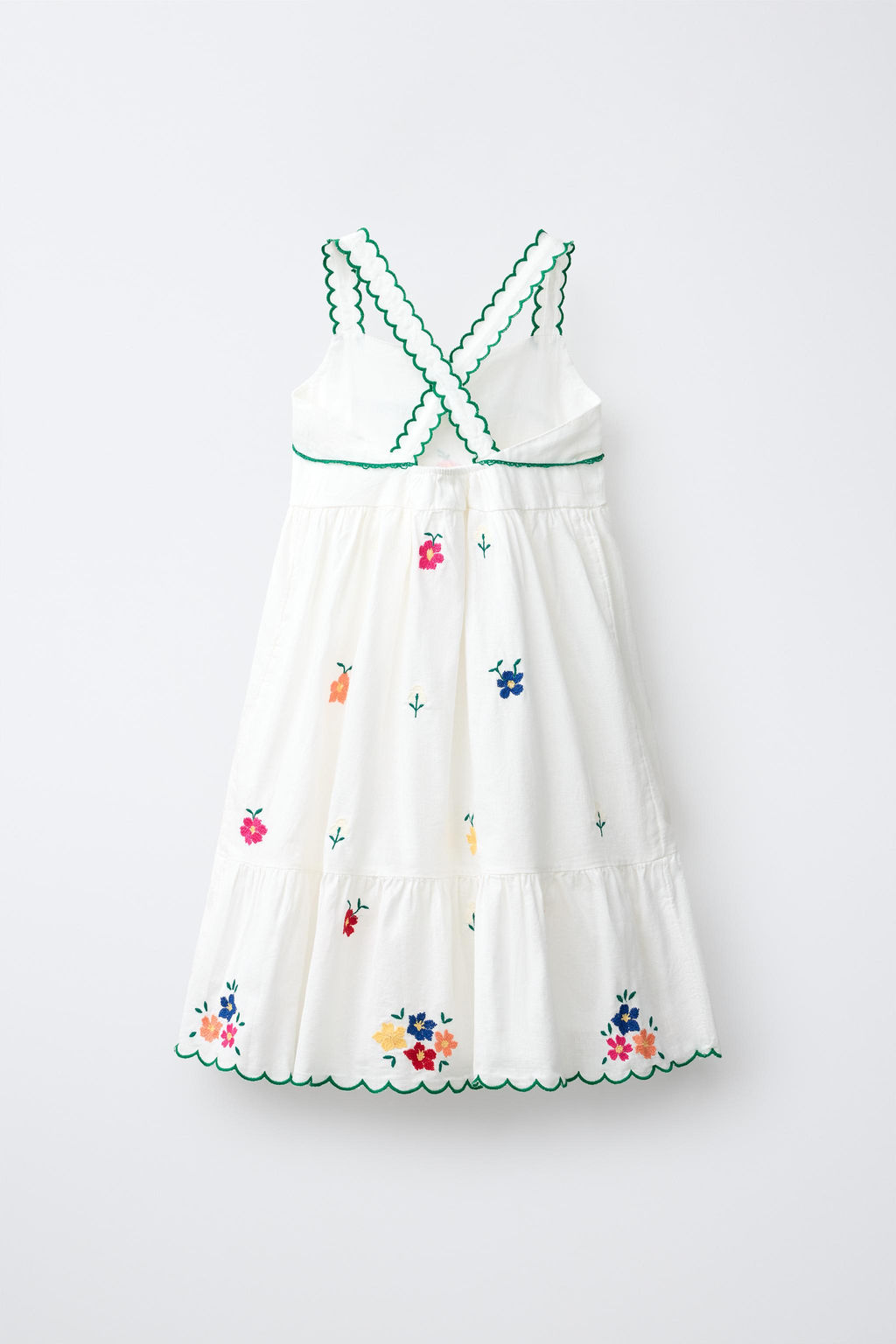 VESTIDO BORDADO FLORAL / Blanco / Verde - Zara фото 3