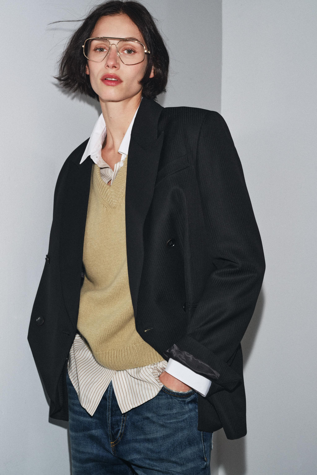 100% WOOL KNIT BASIC V-NECK SWEATER - Zara фото 8