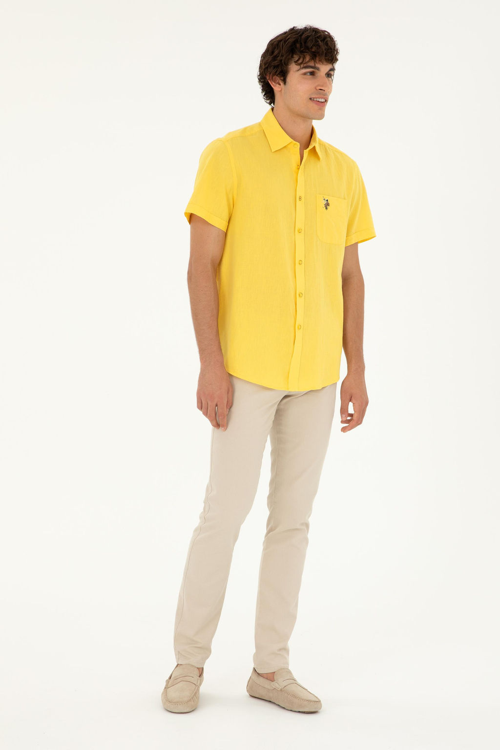 U. S. Polo Assn / Мужская желтая рубашка с коротким рукавом - U.s. polo assn фото 11