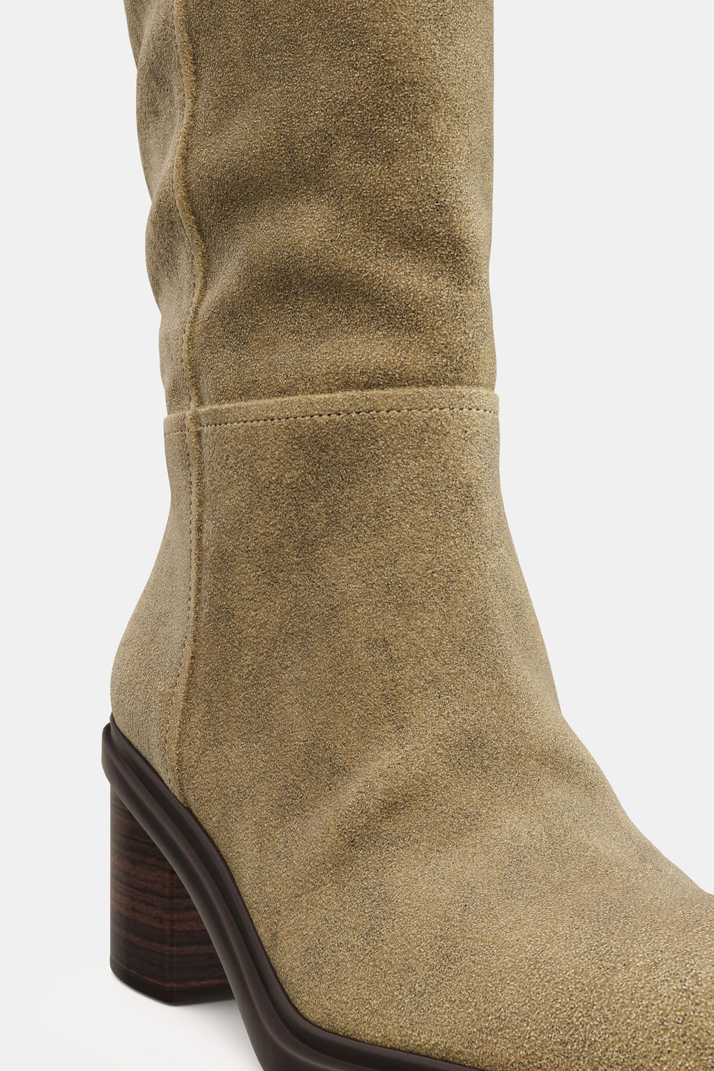STITCHED SPLIT SUEDE HEELED BOOTS - Zara фото 11