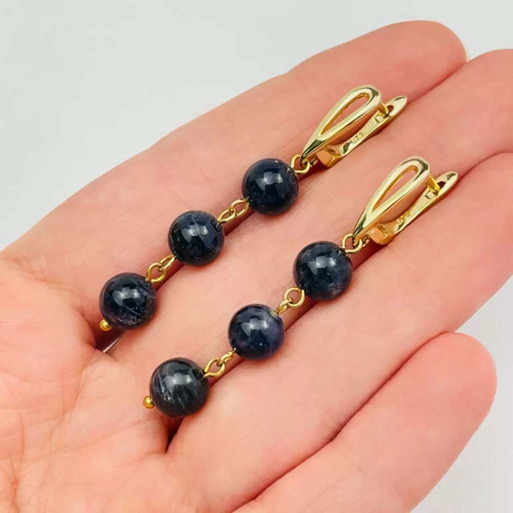 Серьги тройные с Иолитом