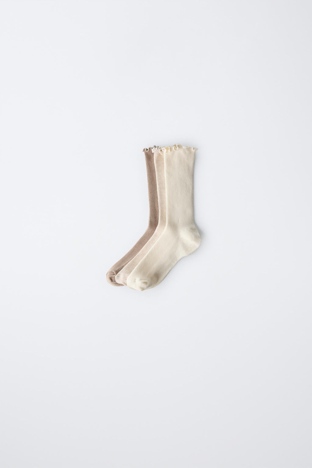 PACK TRES CALCETINES MEDIOS RIZO / Beige claro - Zara фото 4