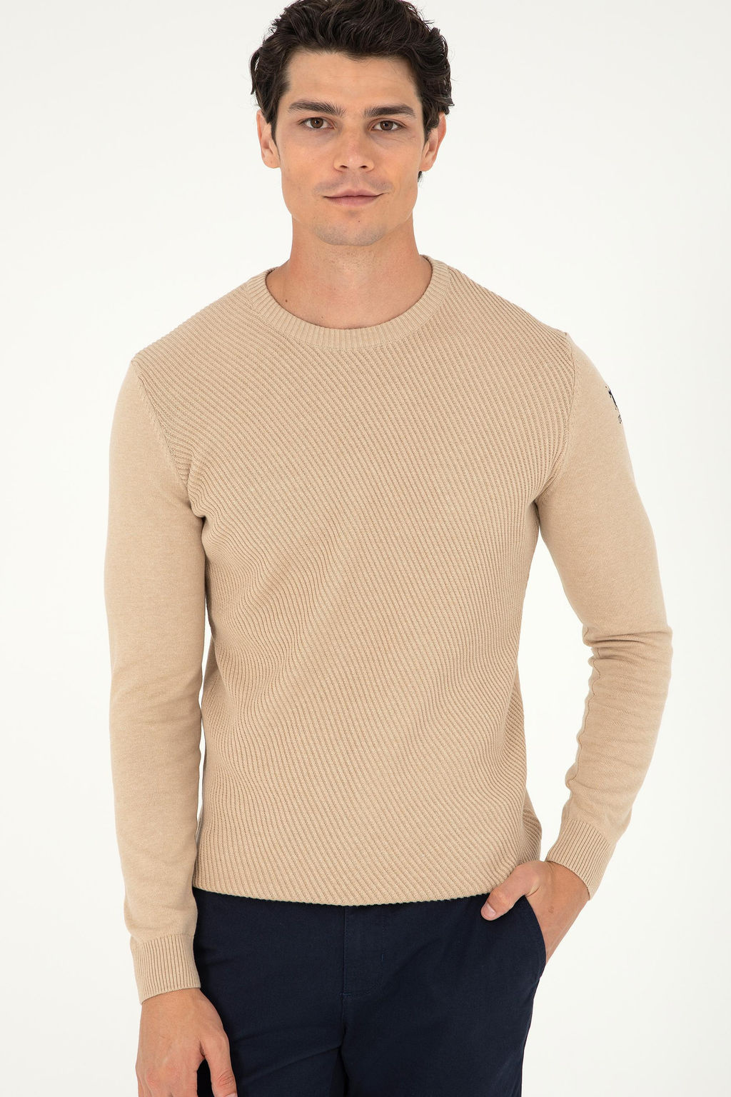 Мужской свитер песочного меланжа - U.s. polo assn фото 3