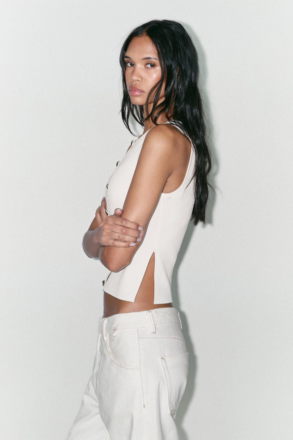 RIB KNIT WAISTCOAT TOP - Zara фото 4