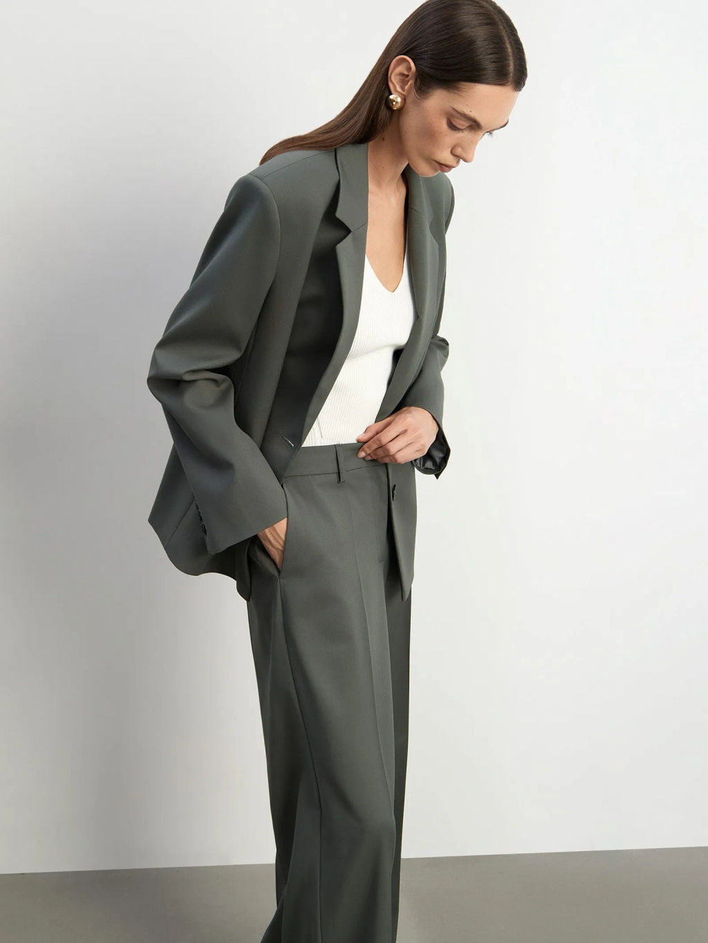 Брюки из костюмной шерсти, D390/fence