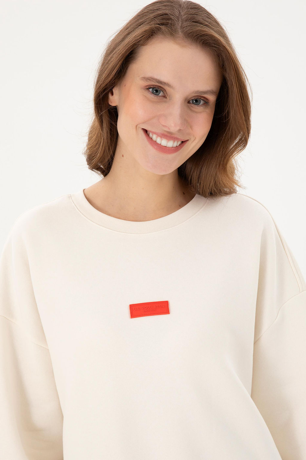 Женский кремовый свитшот с круглым вырезом - U.s. polo assn фото 2