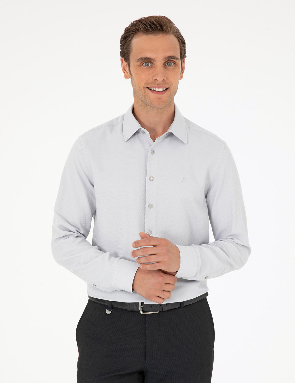 Gri Arm_rl_ Slim Fit Uzun Kollu G_mlek