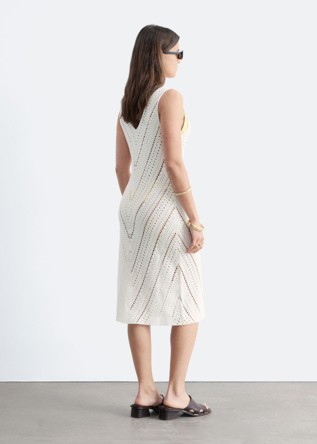 Vestido midi de ganchillo con escote en pico - H&m фото 6