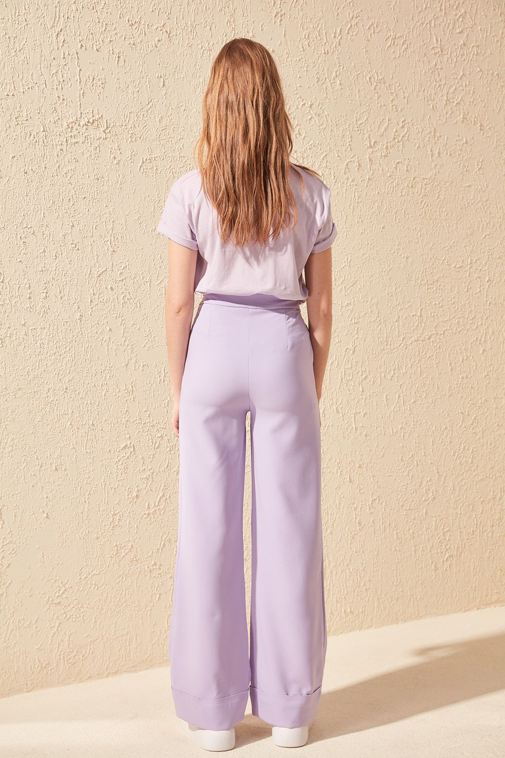 TRENDYOLMILLA Lila Wide Leg/Genis Paca Dokuma Kumas Pantolon TWOSS19ST0179  фото 14