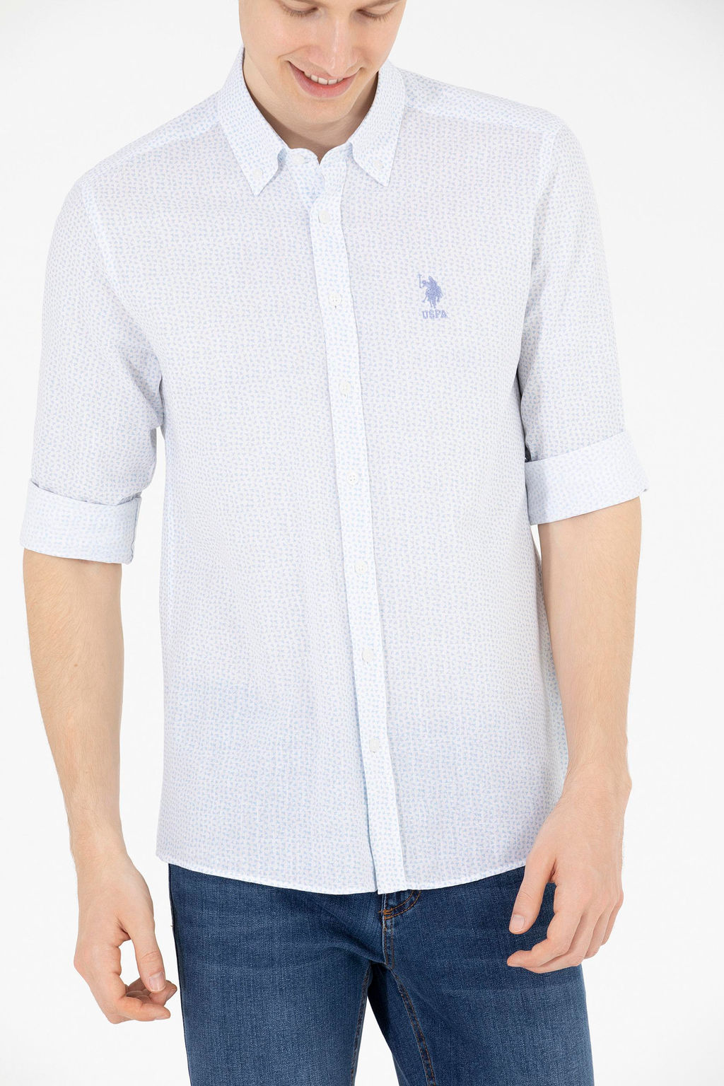 U. S. Polo Assn Мужская белая рубашка с длинным рукавом - U.s. polo assn фото 6