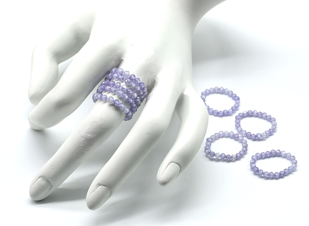 Колечко на резинке из фианитов цвет сиреневый