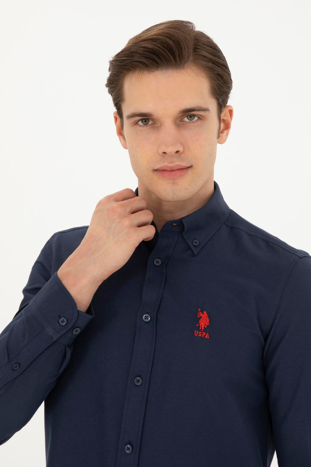 Мужская темно-синяя базовая рубашка с длинным рукавом - U.s. polo assn фото 2