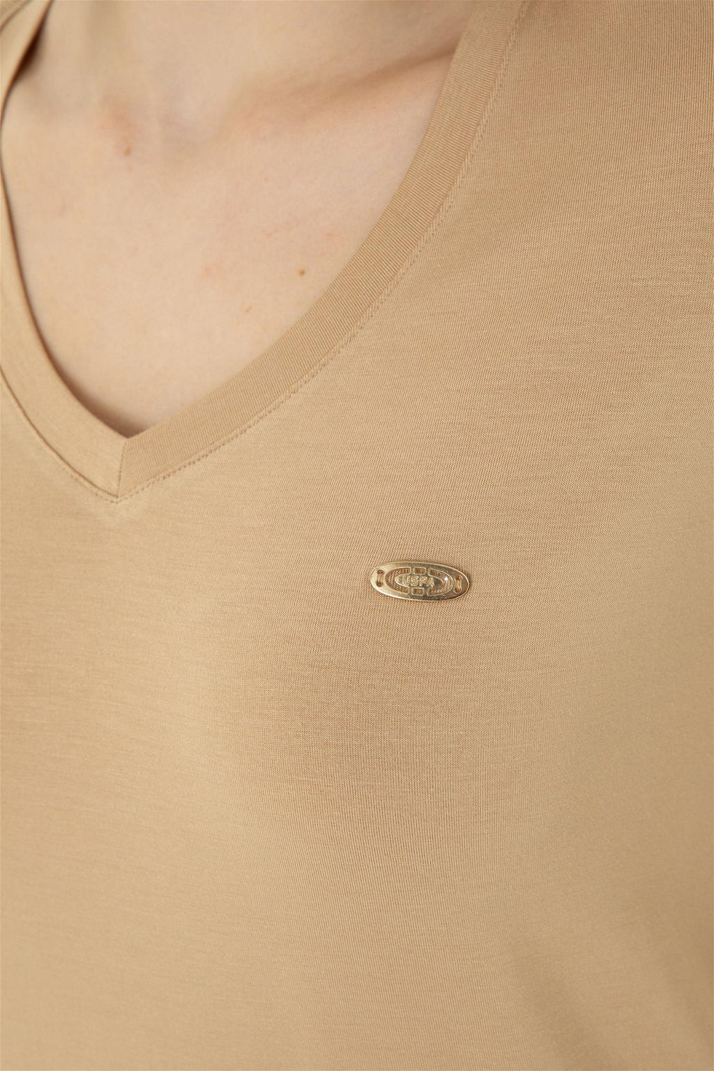 Женская базовая футболка цвета Camel - U.s. polo assn фото 14