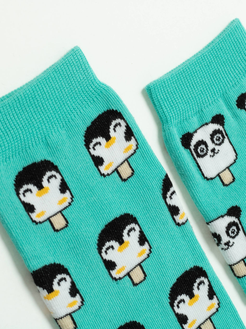 Цена за 2 пары. Носки Классические CONTE Хлопковые носки HAPPY c рисунками panda & penguin бирюза - Conte elegant фото 4