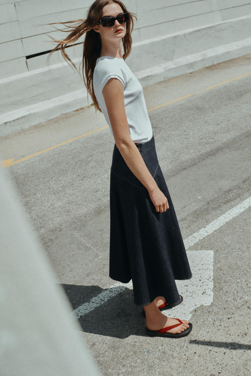 FALDA Z1975 MIDI CAPA DENIM VOLANTE / Azul - Zara фото 4