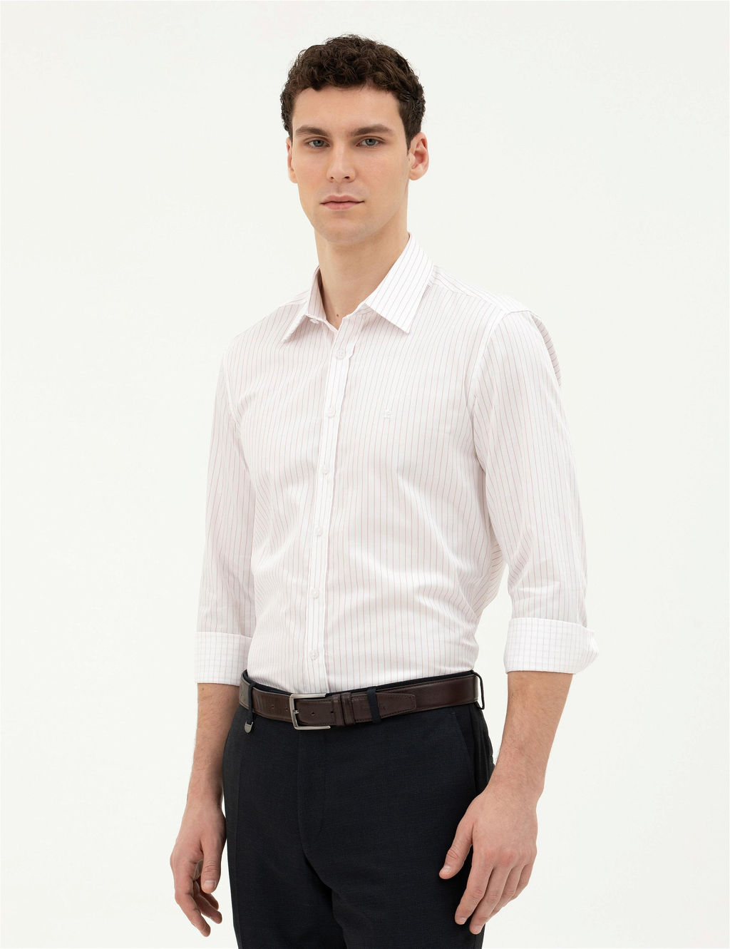 A__k Pembe Slim Fit Uzun Kollu G_mlek - Pierre cardin фото 3