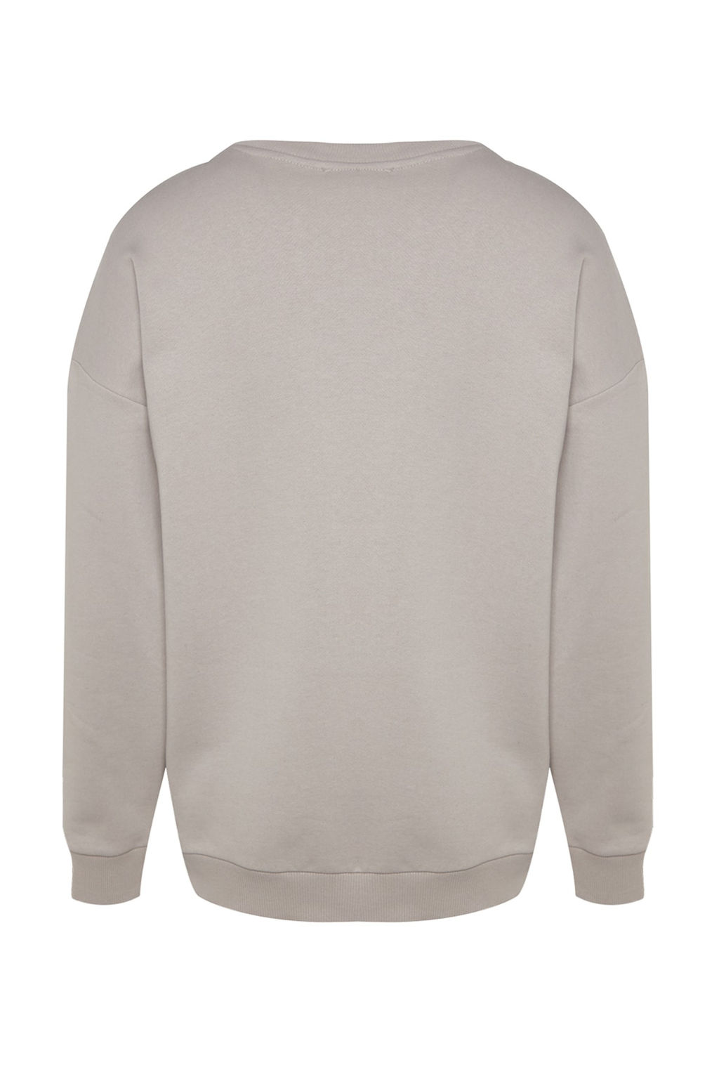 TRENDYOL MAN Gri Premium Bisiklet Yaka Oversize/Genis Kesim Yaz? Nak?sl? Diagonal Sweatshirt TMNAW24SW00039 - Trendyolmilla фото 11