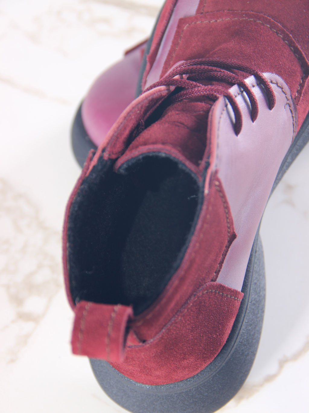 Ботинки 305.927bl.Вакса бордо+бордо замша/мех