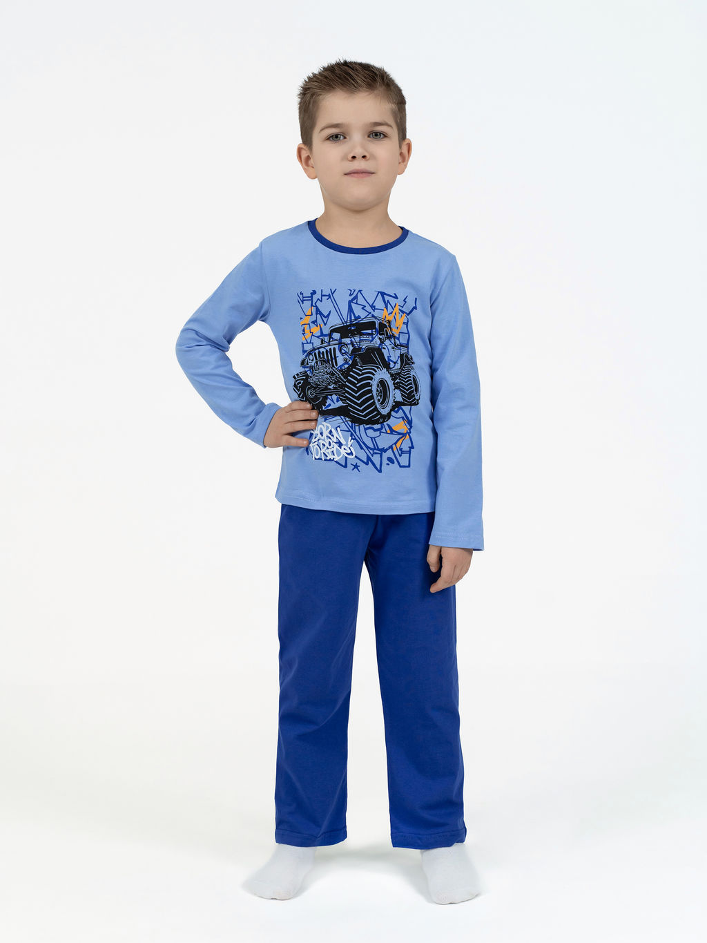 Пижама детская  темно-голубая джип ПЖ-1810 (98-104)